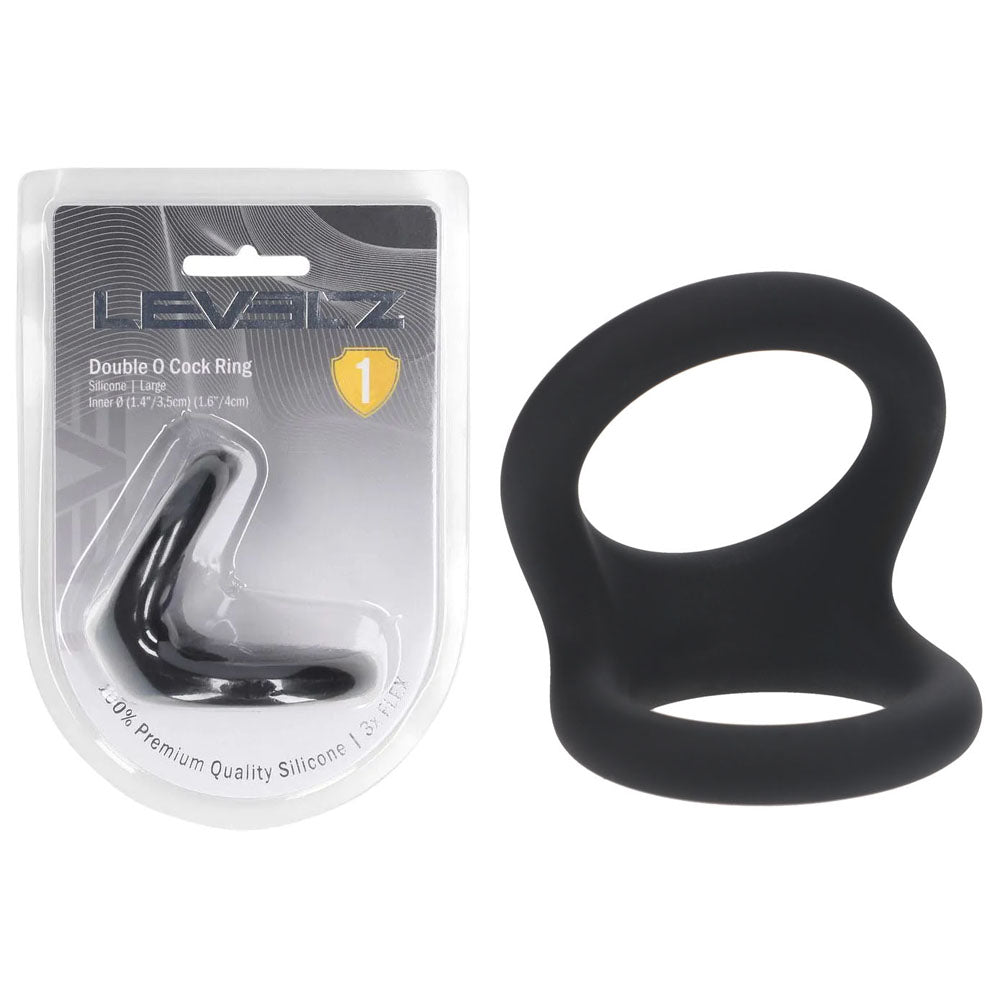 LEVELZ Double O Silicone Cock Ring - L - Black - Discount Adult Zone