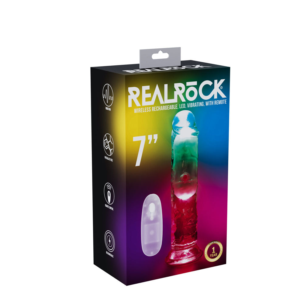 REALROCK 7'' No Balls Wireless Rechargeable LED Vibrating Dong - Discount Adult Zone