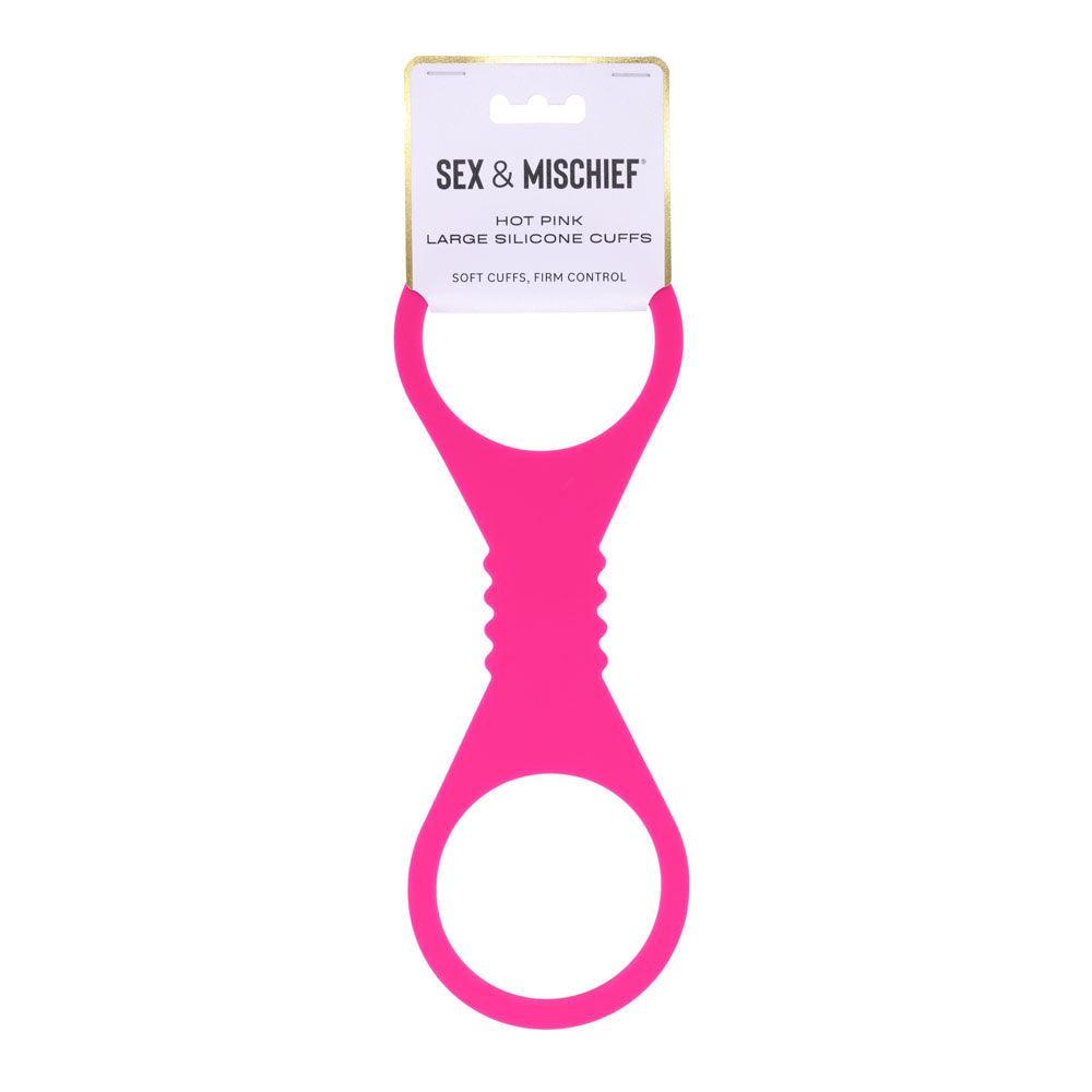Sex & Mischief Large Hot Pink Silicone Cuffs - Discount Adult Zone