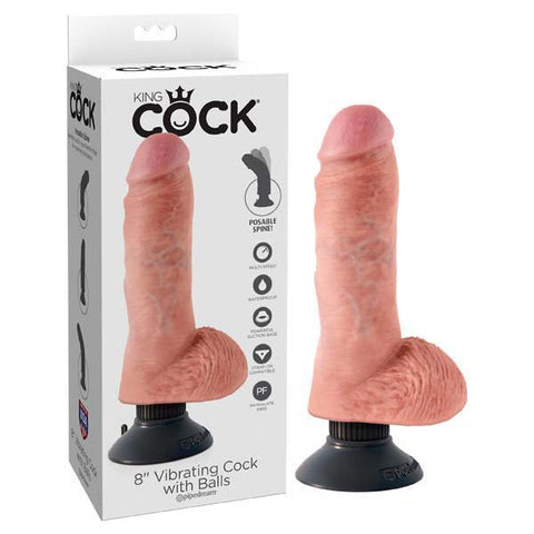 King Cock 8'' Vibrating Cock with Balls Discount Adult Zone