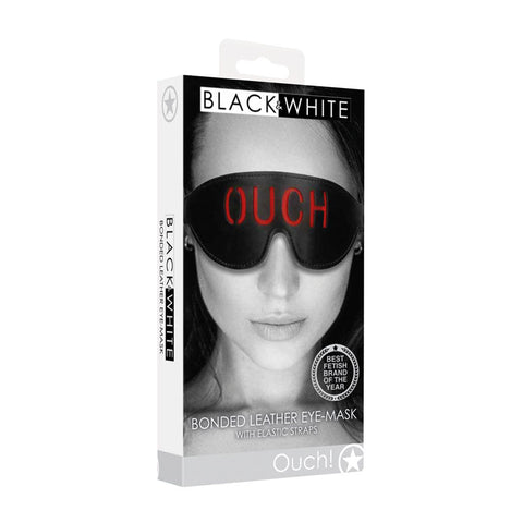 OUCH! Black & White Bonded Leather Eye-Mask ''Ouch'' Discount Adult Zone