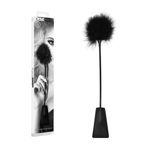 OUCH! Black & White Crop with Feather Tickler Discount Adult Zone