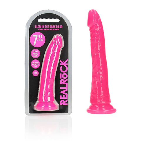 REALROCK 18 cm Slim Glow in the Dark Neon - Pink Discount Adult Zone