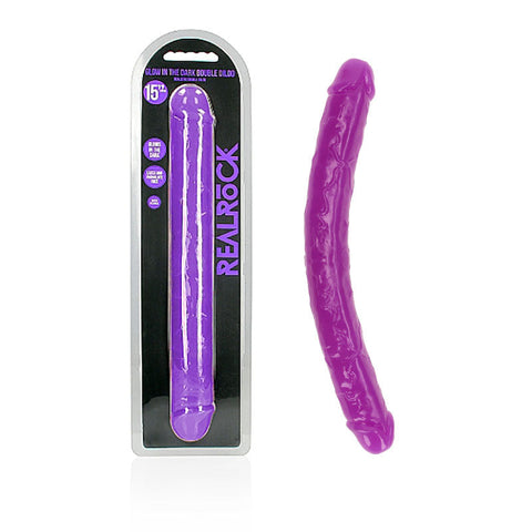 REALROCK 38 cm Double Dong Glow - Purple Discount Adult Zone