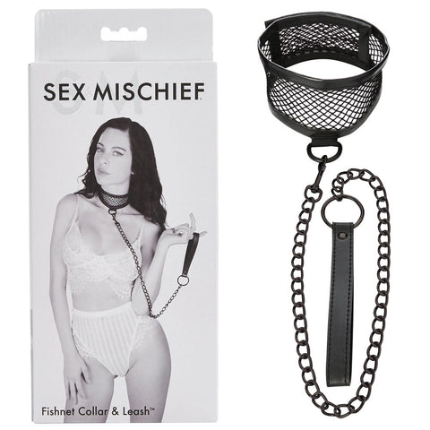 Sex & Mischief Fishnet Collar and Leash Discount Adult Zone