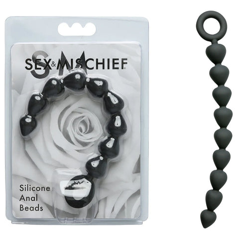 Sex & Mischief Silicone Anal Beads - Black Discount Adult Zone