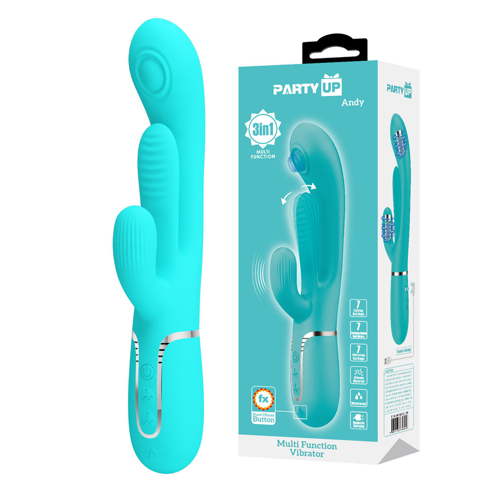 Party Up ANDY Multi Function Vibrator - Teal - Discount Adult Zone