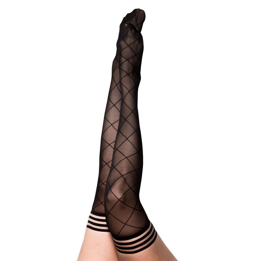 Kixies ANNA Sheer Black Diamond Thigh Highs