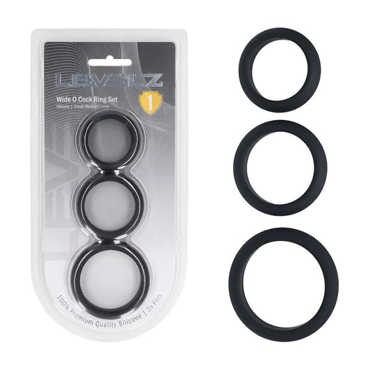 LEVELZ Wide O Silicone Cock Ring Set of 3 - S/M/L - Discount Adult Zone