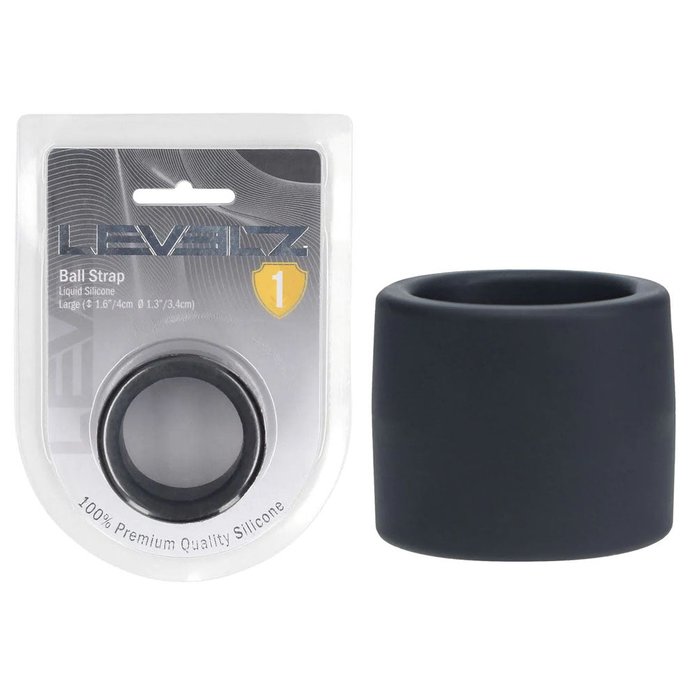 LEVELZ Liquid Silicone Ball Strap - L - Black - Discount Adult Zone