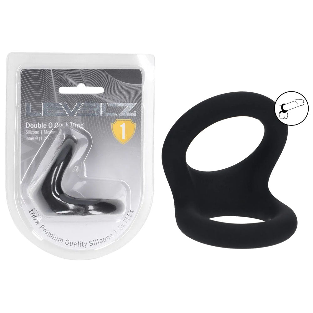 LEVELZ Double O Silicone Cock Ring - M - Black - Discount Adult Zone