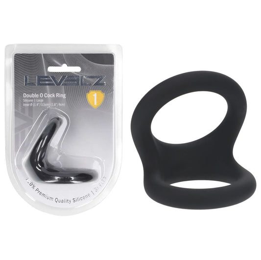 LEVELZ Double O Silicone Cock Ring - L - Black - Discount Adult Zone