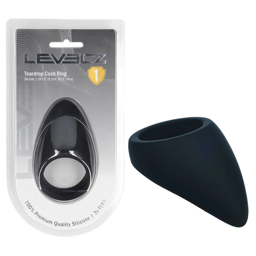 LEVELZ Teardrop Silicone Cock Ring - Black - Discount Adult Zone