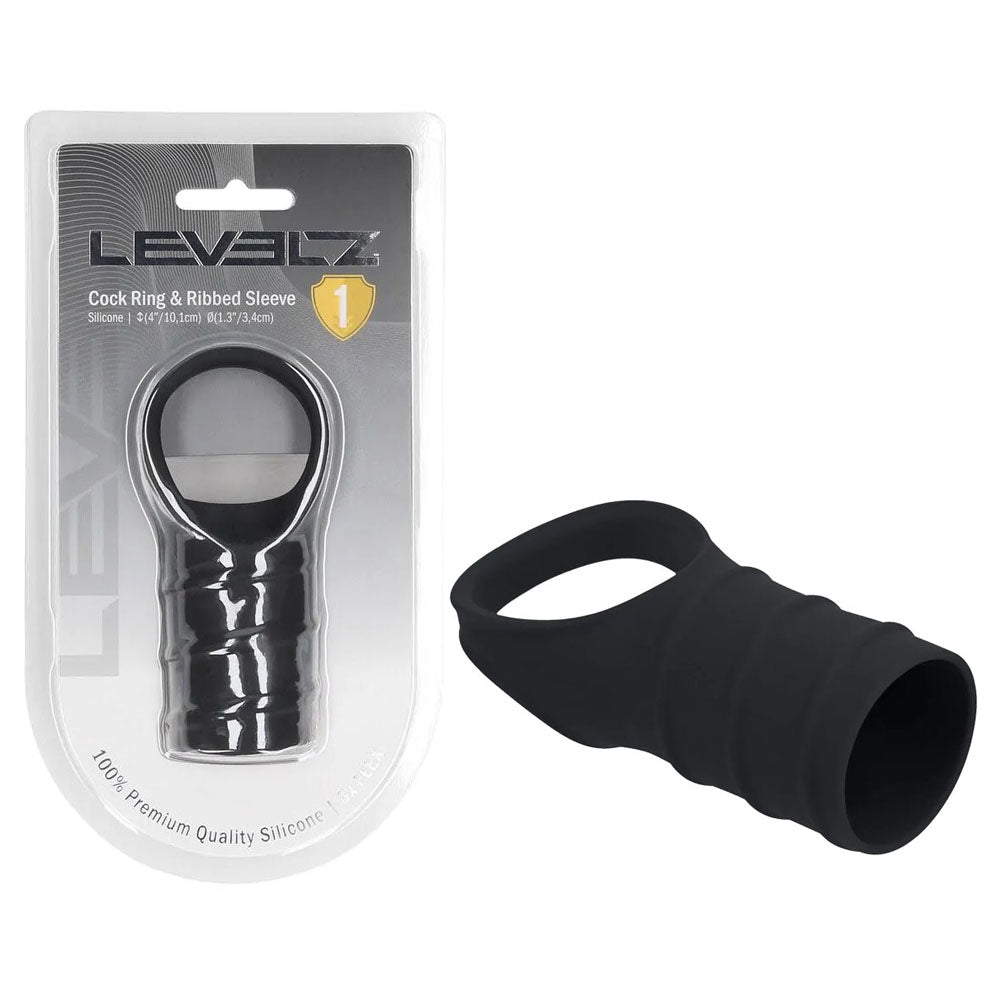 LEVELZ Silicone Cock Ring & Ribbed Sleeve - Discount Adult Zone