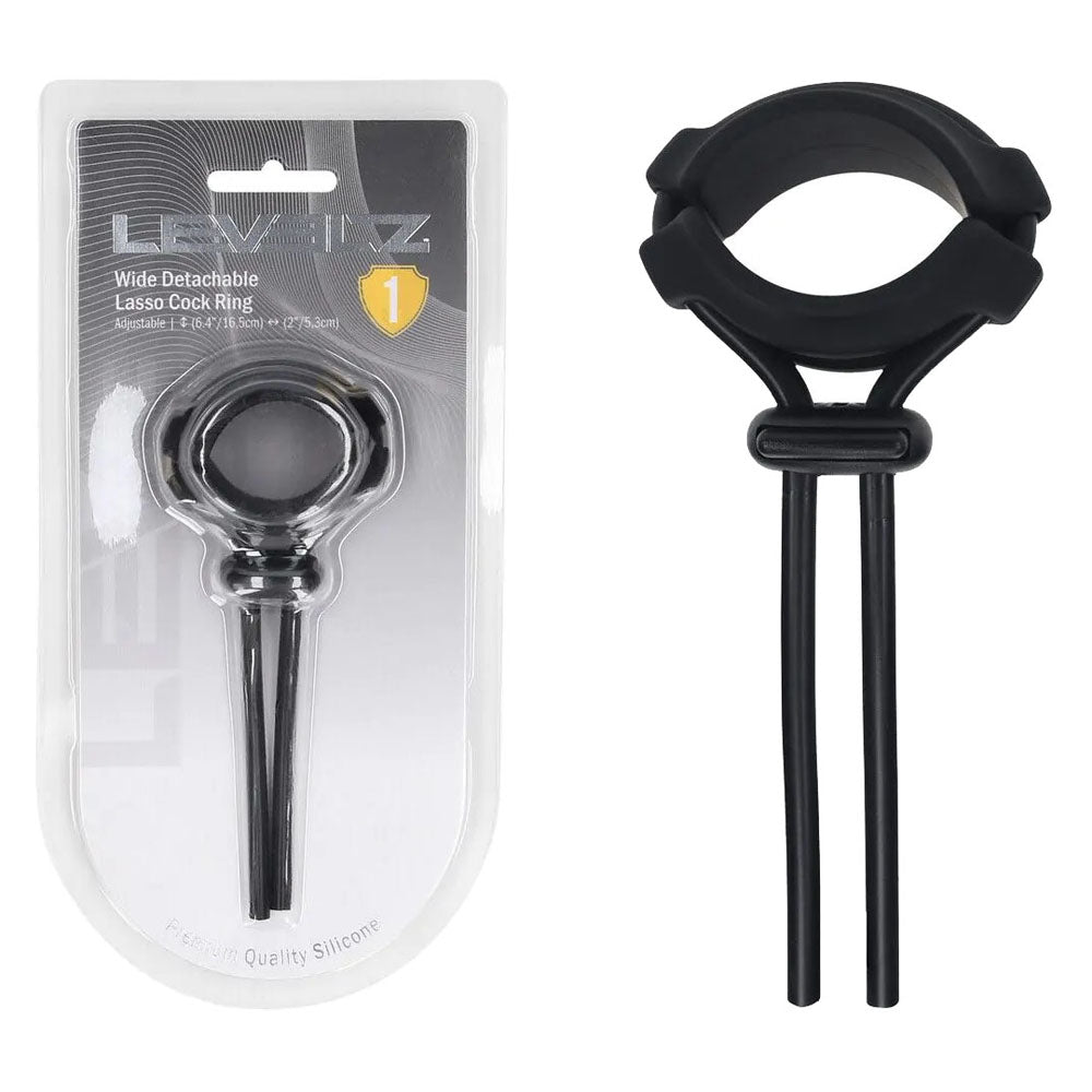 LEVELZ Wide Detachable Lasso Cock Ring - Black - Discount Adult Zone