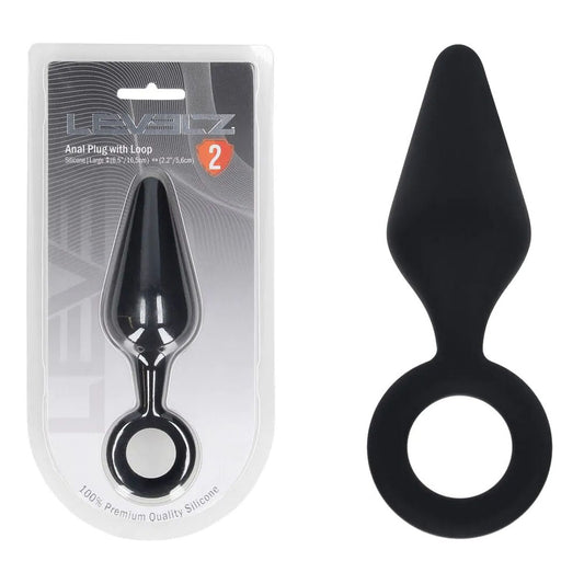 LEVELZ Silicone Anal Plug with Loop - Large - Discount Adult Zone