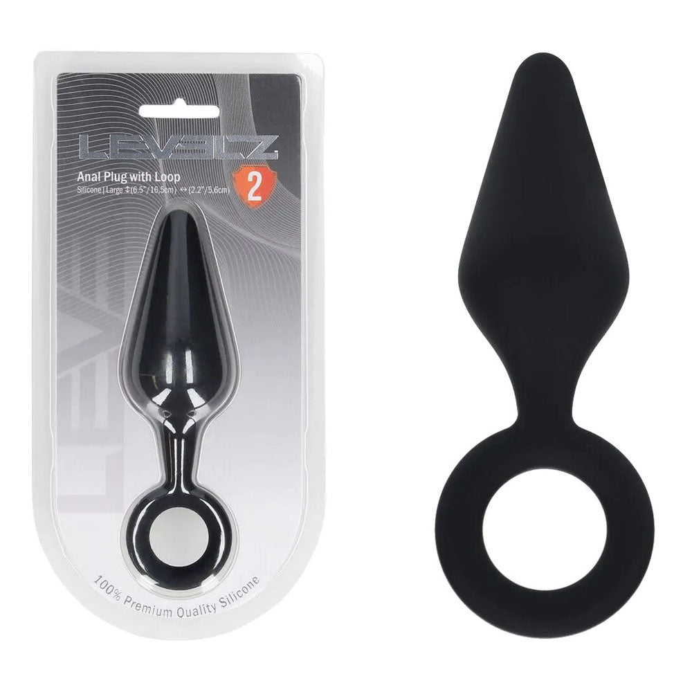 LEVELZ Silicone Anal Plug with Loop - Large - Discount Adult Zone