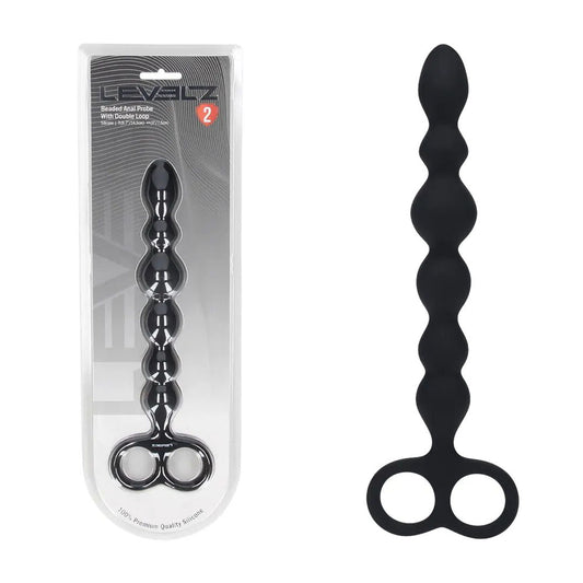 LEVELZ Beaded Silicone Anal Probe with Double Loop - Discount Adult Zone