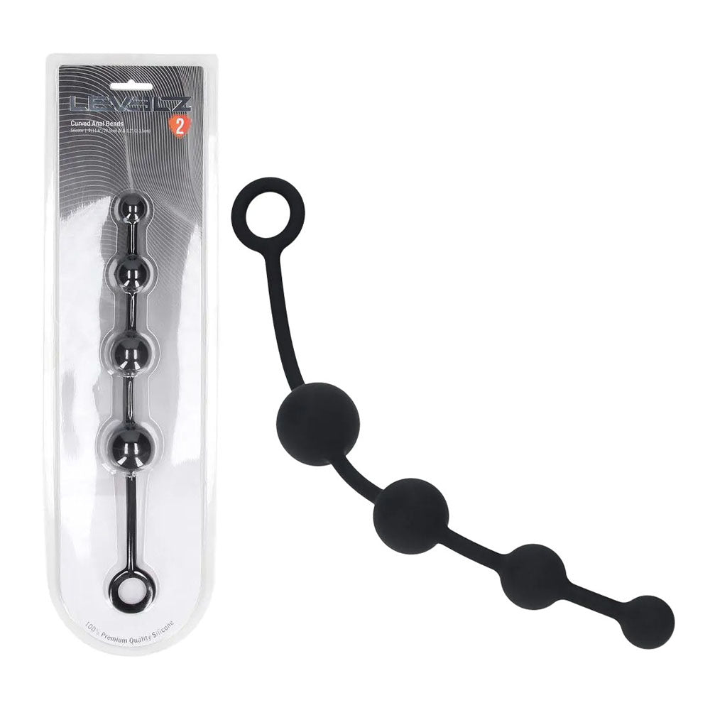 LEVELZ Curved Silicone Anal Beads - Black - Discount Adult Zone