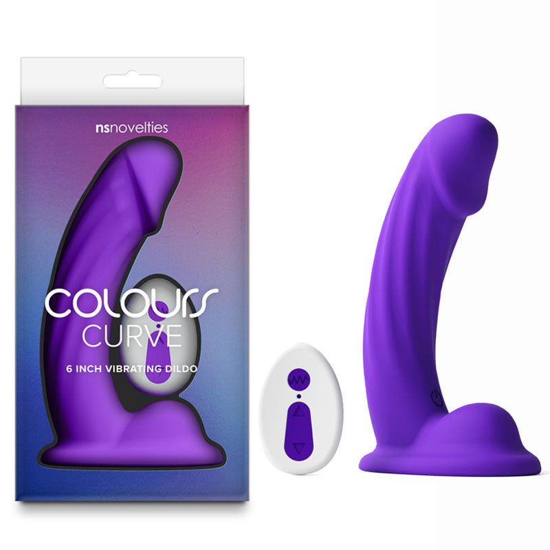 Colours Curve - Vibrating 6'' Dildo - Purple - Discount Adult Zone