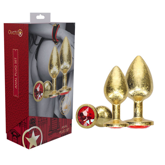 OUCH! Milan Collection - Metal Anal Plug Set - Gold - Discount Adult Zone