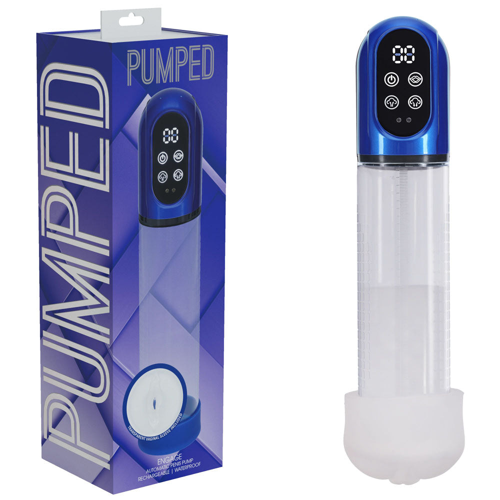 PUMPED Engage Automatic Penis Pump - Blue - Discount Adult Zone
