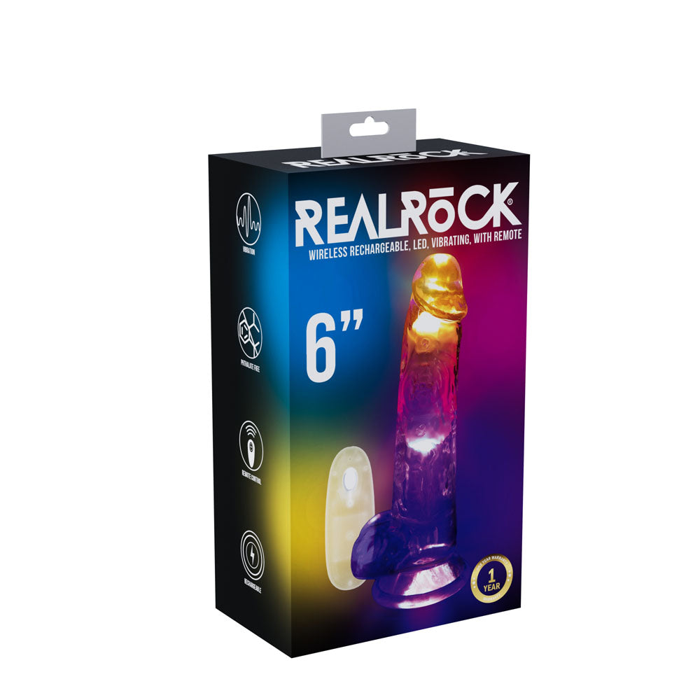 REALROCK 6'' with Balls Wireless Rechargeable LED Vibrating Dong - Discount Adult Zone