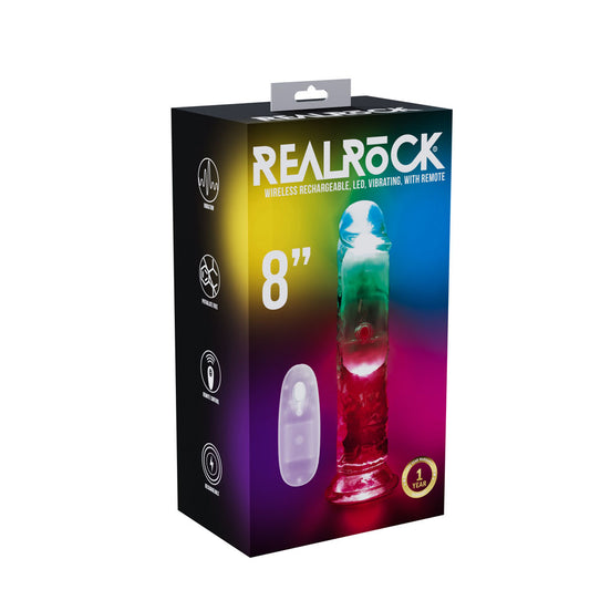REALROCK 8'' No Balls Wireless Rechargeable LED Vibrating Dong - Discount Adult Zone