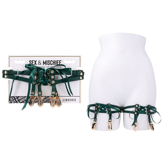 Sex & Mischief Indica Laced Up Garters - Discount Adult Zone