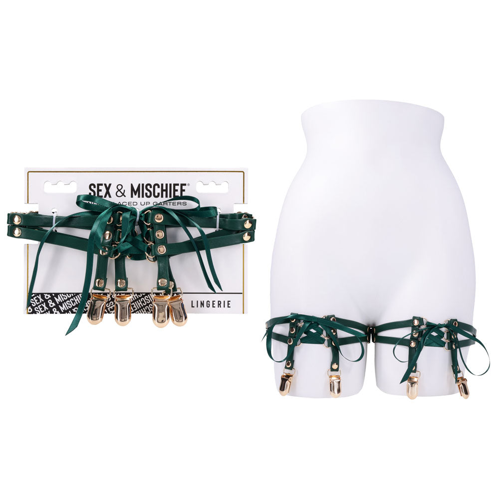Sex & Mischief Indica Laced Up Garters - Discount Adult Zone