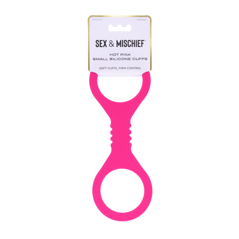 Sex & Mischief Small Hot Pink Silicone Cuffs - Discount Adult Zone