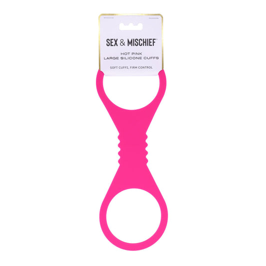 Sex & Mischief Large Hot Pink Silicone Cuffs - Discount Adult Zone