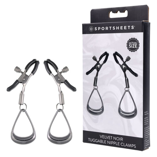 SPORTSHEETS Velvet Noir Tuggable Nipple Clamps