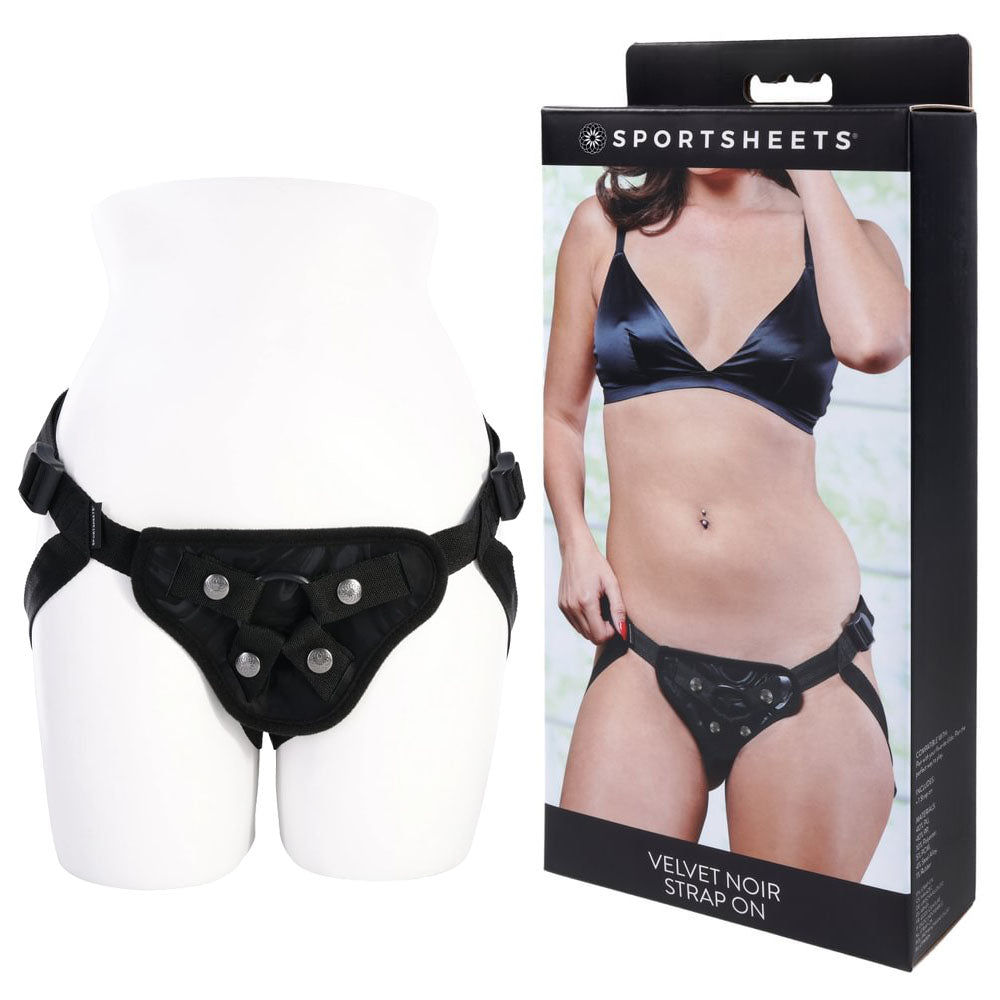 SPORTSHEETS Velvet Noir Strap On - Discount Adult Zone