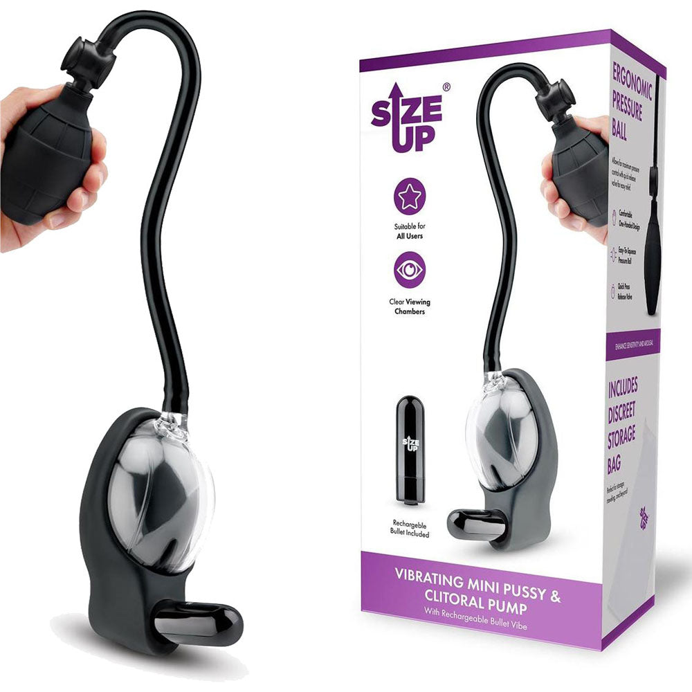 Size Up Vibrating Mini Pussy & Clitoral Pump - Discount Adult Zone