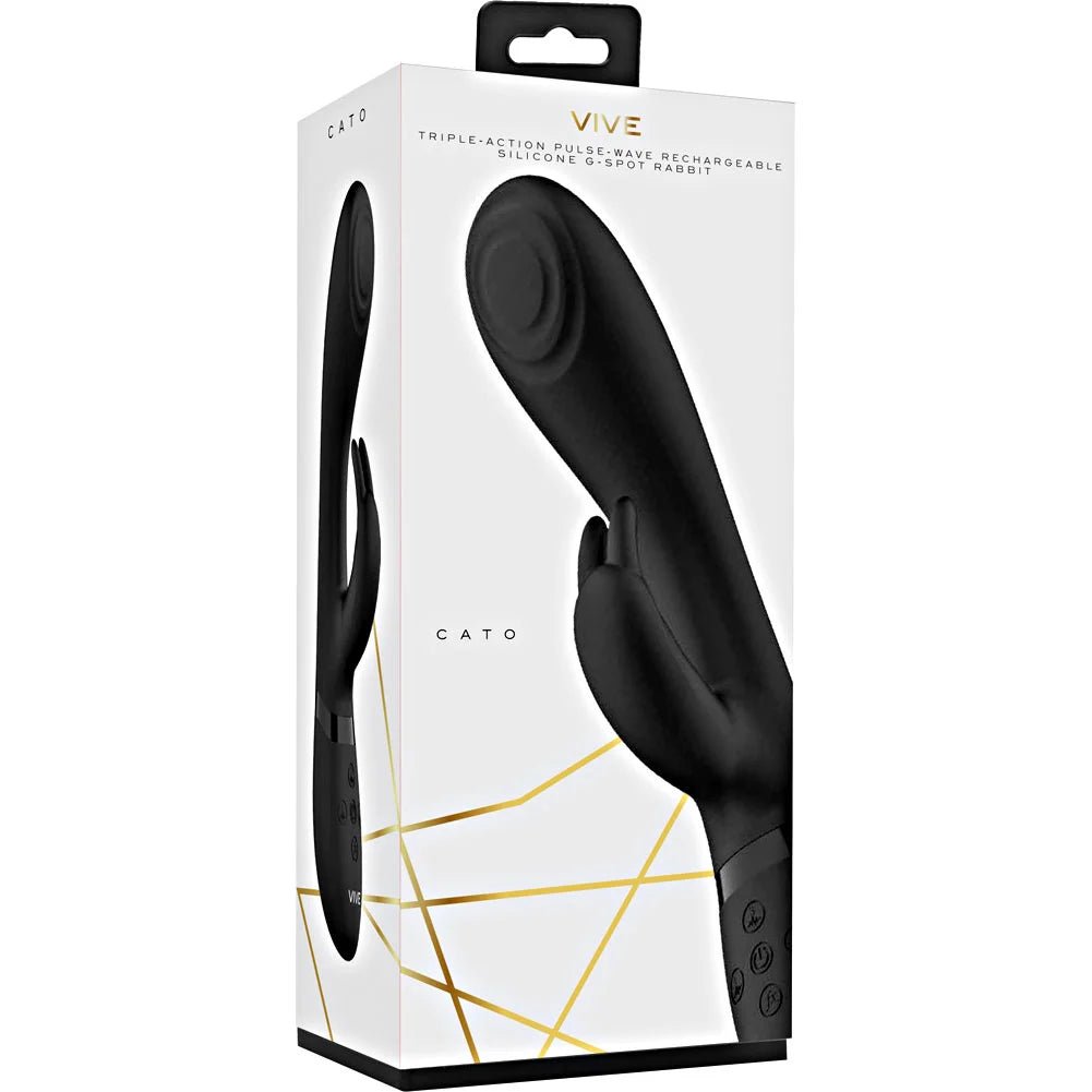 Vive Cato Pulse Rechargeable G-Spot Rabbit Vibrator, 8.5", Black