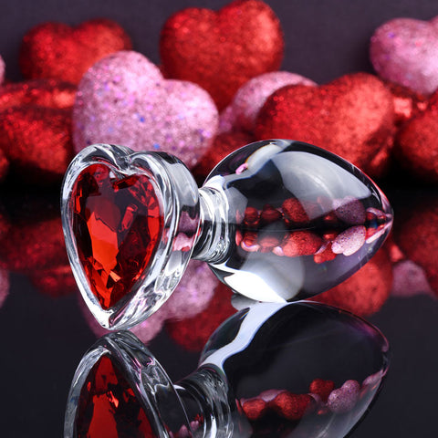 Adam & Eve RED HEART GEM GLASS PLUG LARGE Discount Adult Zone