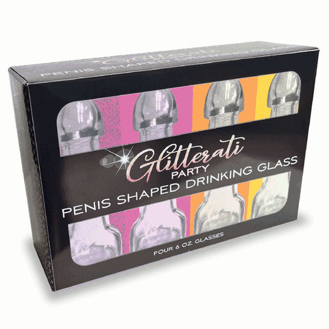 Glitterati Penis 6oz Drinking Glass Pack Discount Adult Zone