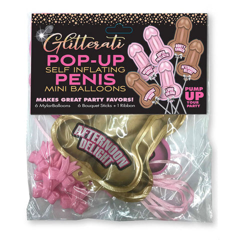 Glitterati Pop-Up Self Inflating Penis Mini-Balloons Discount Adult Zone