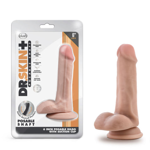 Dr. Skin Plus 6'' Girthy Poseable Dildo - Discount Adult Zone