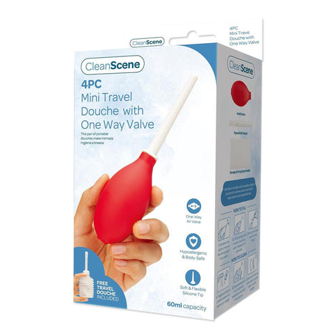 CleanScene 4 Piece Mini Travel Douche with One Way Valve - Discount Adult Zone