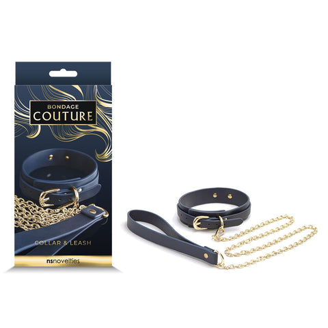 Bondage Couture Collar & Leash - Blue - Discount Adult Zone