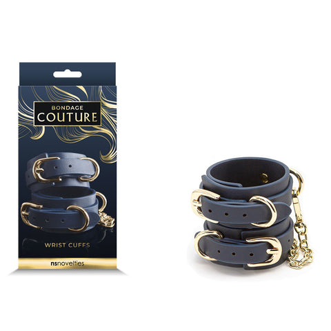 Bondage Couture Wrist Cuffs - Blue - Discount Adult Zone