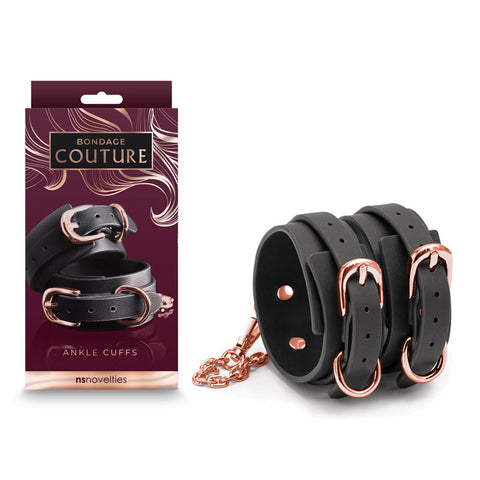 Bondage Couture Ankle Cuffs - Black - Discount Adult Zone