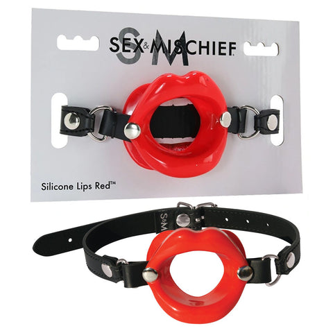 Sex & Mischief Silicone Lips Mouth Gag - Red - Discount Adult Zone